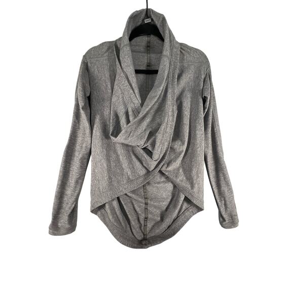 Ivivva by Lululemon Iconic Wrap Top Long sleeve Hood Crop Heathered Gray Sz: 4 - Picture 1 of 7